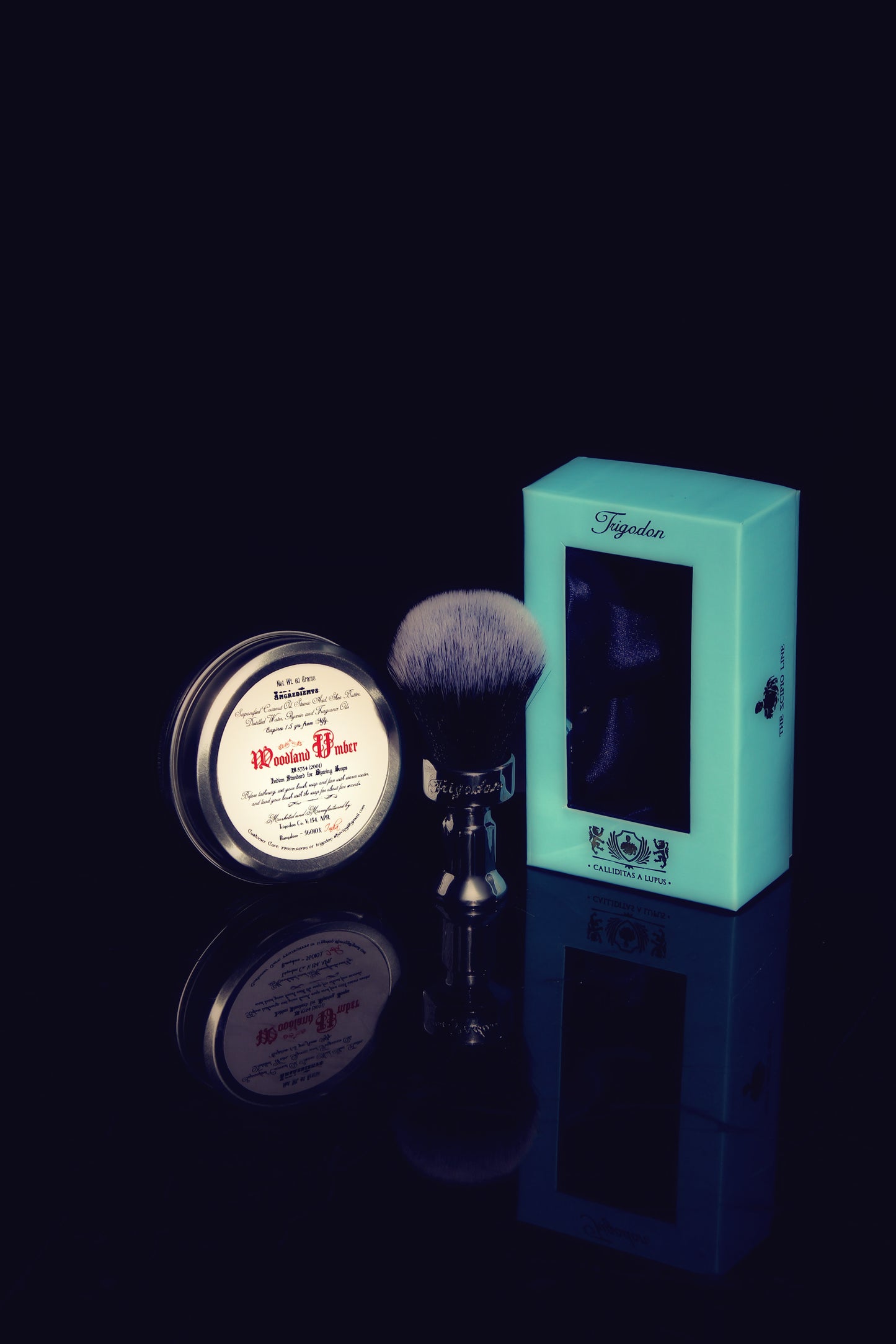 Woodland Umber Shaving Soap and Calliditas Brush